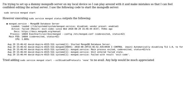 Can't start mongodb server using 'sudo service mongod start' смотреть онлайн