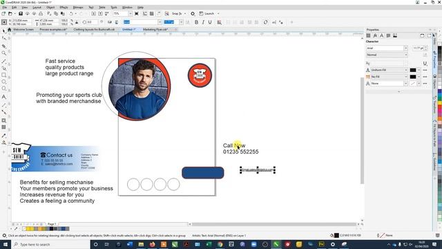 CorelDraw 2020 Tutorial Who to make a T-Shirt Printing Business Flyer - Target Sports Club смотреть онлайн