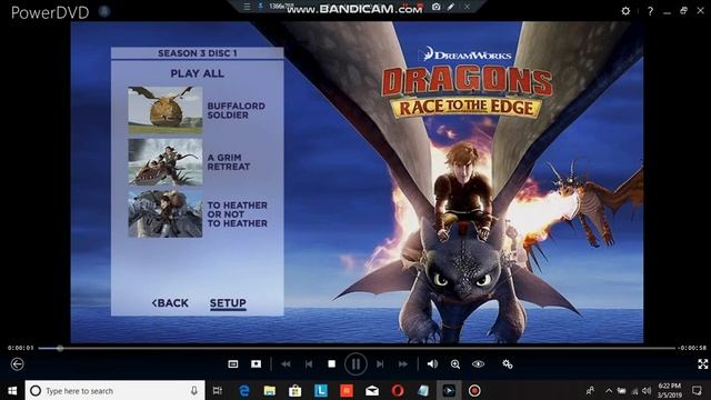 Dragons: Race to the Edge: Season 3 2019 DVD Menu Walkthrough (Disc 1) смотреть онлайн