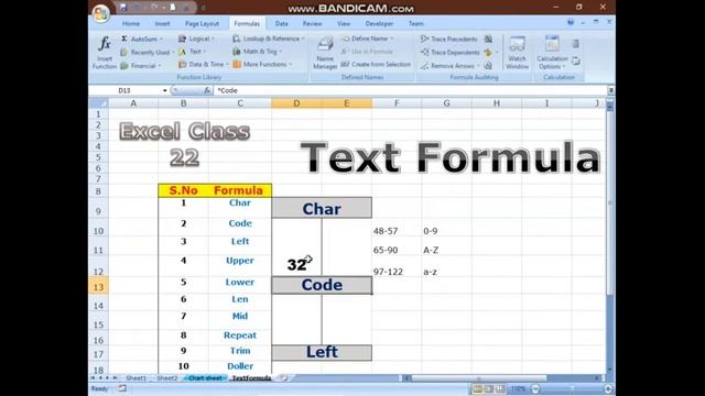 Excel Class 22 (Text Formula Char,code,Upper and Lower) смотреть онлайн