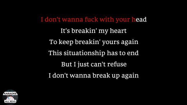 Ariana Grande - don't wanna break up again Karaoke Instrumental Lower Higher Male & Original Key смотреть онлайн