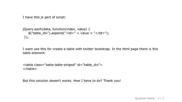 HTML : Table with twitter bootstrap and jQuery смотреть онлайн