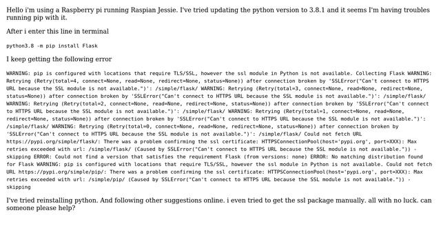Raspberry Pi: Why is there an ssl problem after installing python 3.8.1? смотреть онлайн