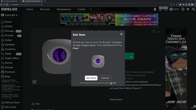 [FREE ITEMS] How to get the PURPLE & RED CYCLOPS DRAGON EYES DYNAMIC HEADS | Roblox смотреть онлайн