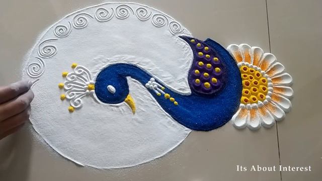 Beautiful Peacock Rangoli | Simple & Easy Rangoli Design | Peacock Rangoli Kolam | Rangoli by Kaver смотреть онлайн