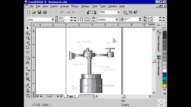 CorelDraw 9 for PC Scenario -shape tool node editing - technical drawing смотреть онлайн