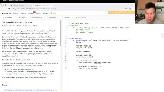 138. Copy List with Random Pointer - Day 12/31 Leetcode March Challenge смотреть онлайн