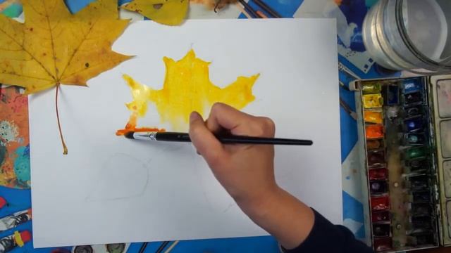 Рисуем осенние листья.Листопад акварелью. смотреть онлайн