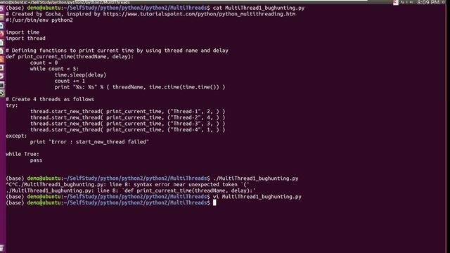 python2 multi threads bug hunting, syntax error near unexpected token `' смотреть онлайн