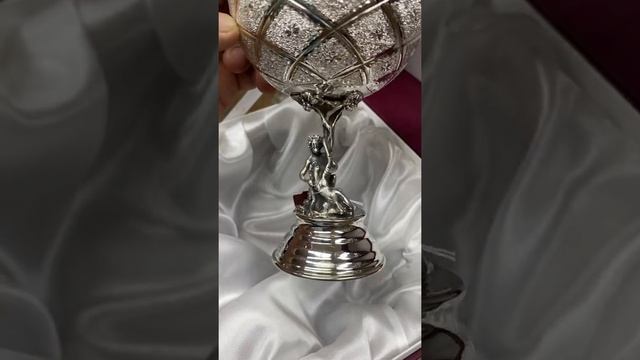 Серебряная вазочка - конфетница "Лазер", КФ193 смотреть онлайн