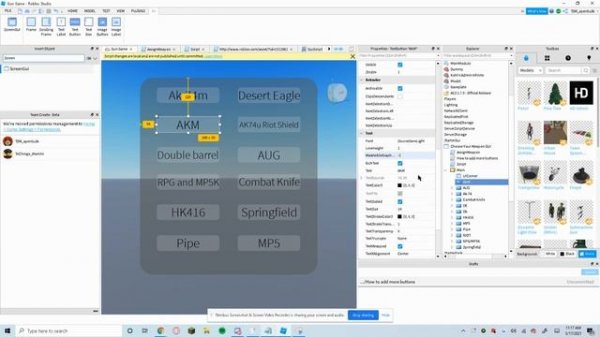 How to make a choose weapons gui in roblox studio
