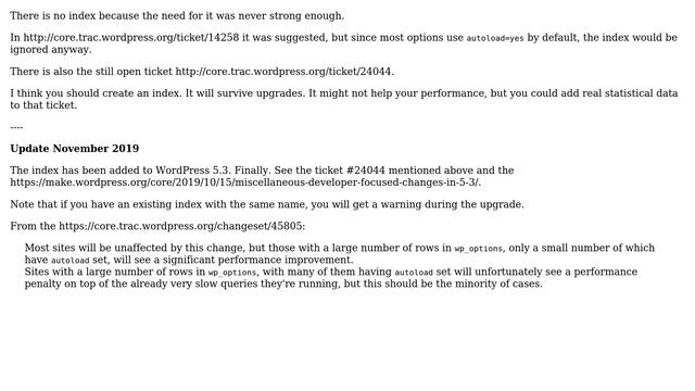 Wordpress: How come `wp_options` table does not have an index on `autoload`? (3 Solutions!!) смотреть онлайн