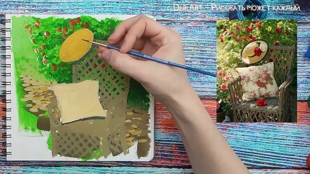 Рисуем плетеное кресло в розах гуашью\акрилом! #Dari_Art смотреть онлайн