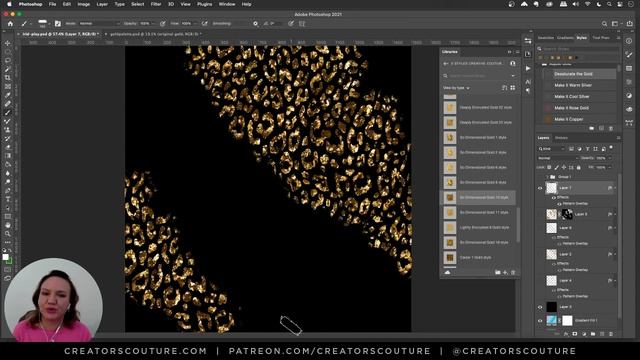 Photoshop Tutorial: Create a Metallic Gold & Jewel leopard print digital background + Free Download смотреть онлайн