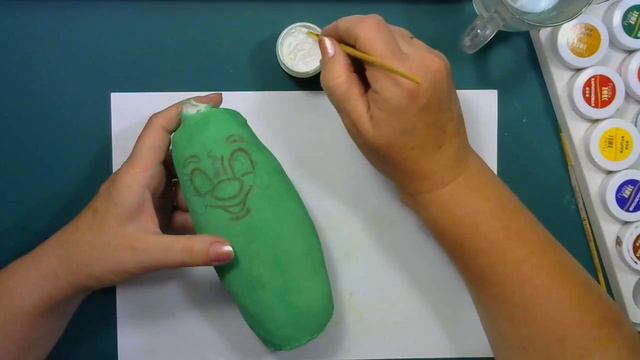 мк "Огурец - молодец" в технике грунтованный текстиль. смотреть онлайн