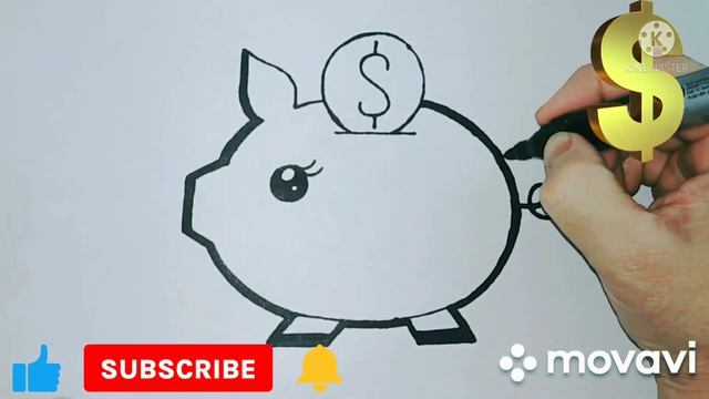 рисуем свинью копилку/How to draw a Pig Piggy Bank ? смотреть онлайн