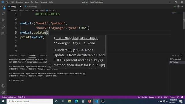Change dictionary items and update dictionary in python смотреть онлайн