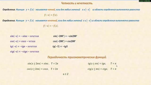 Все формулы тригонометрии. смотреть онлайн