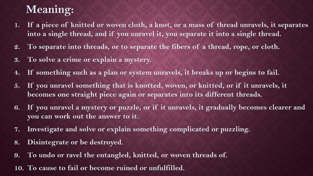 Unravel Meaning with Examples смотреть онлайн