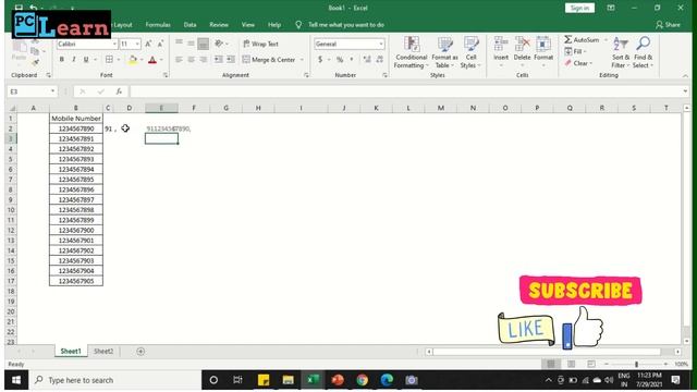 How to prefix 91 before mobile number in MS Excel? I मोबाइल नंबर से पहले 91 कैसे जोड़ें MS Excel? смотреть онлайн