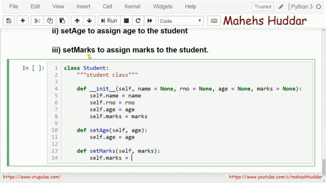 Python program to set and get the student information using class and methods by Mahesh Huddar смотреть онлайн