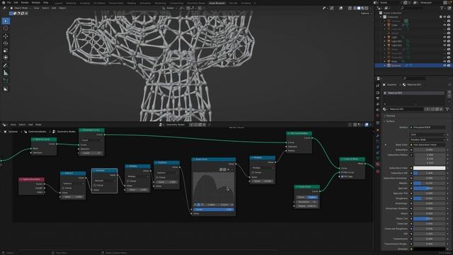 LIVENODING Skeleton Grid Sculpture "Memento Mori" Using Geometry Nodes смотреть онлайн
