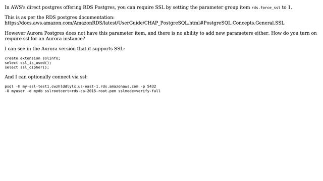 Databases: How to enable force ssl on AWS Aurora Postgres? смотреть онлайн