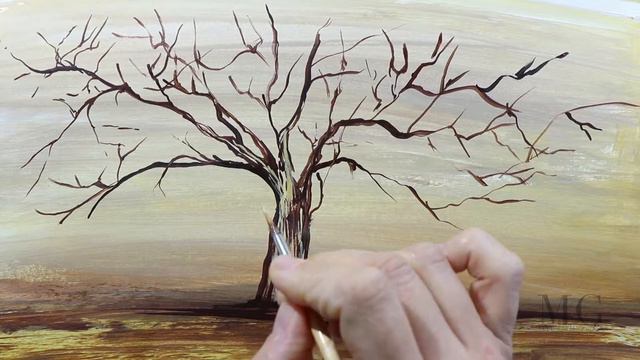 Surrealism Fantasy Tree Acrylic Painting | Acrylic Painting Tutorial смотреть онлайн