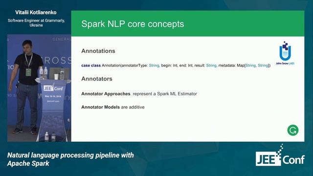 Natural language processing pipeline with Apache Spark (Vitalii Kotliarenko, Ukraine) [RU] смотреть онлайн