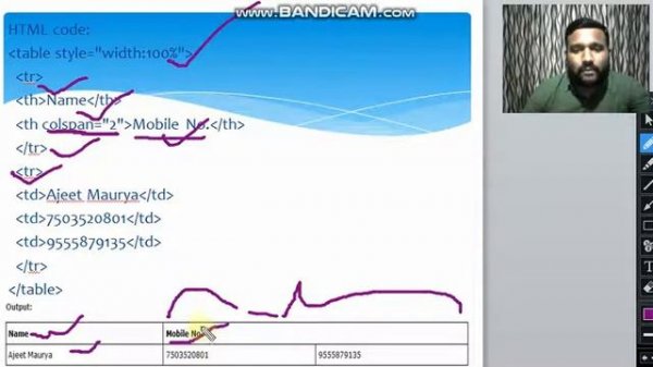 Lecture 8 'B' HTML Table with cell padding, HTML Table width, HTML Table with colspan