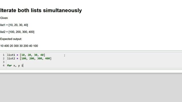 Iterate both lists simultaneously смотреть онлайн