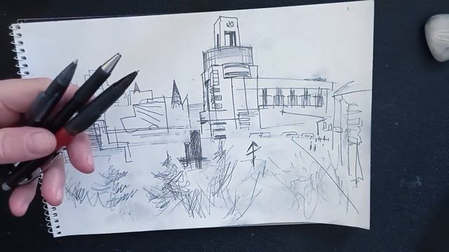 Город Зарисовка из окна зимой Карандаш Компьютерная графика UrbanSketch Знаки и власть над мистикой