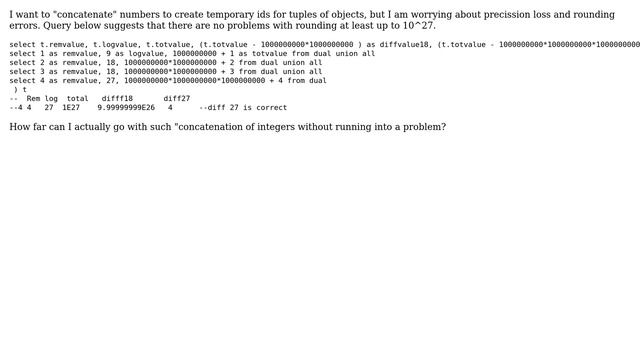 What is the largest whole number in Oracle SQL table that can be stored without rounding errors? смотреть онлайн