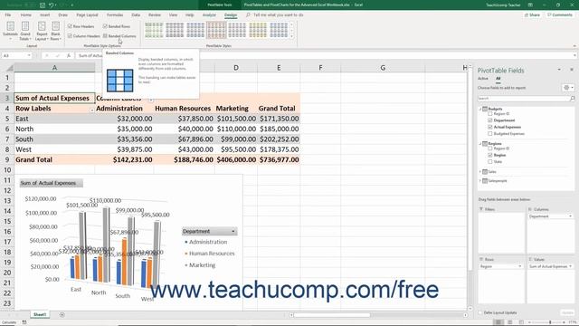 Excel 2019 & 365 Tutorial Formatting PivotTables Microsoft Training смотреть онлайн