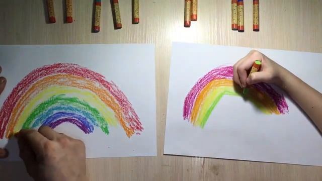 Как нарисовать радугу.Масленая пастель смотреть онлайн