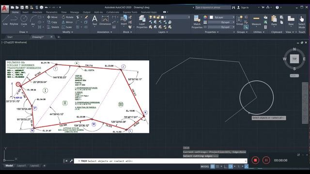 AUTOCAD Dibujo de líneas diagonales con ángulos grados, minutos y segundos. смотреть онлайн