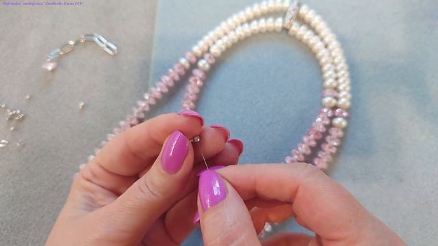 Жемчужные + Хрустальные бусины = ? Ожерелье из Жемчуга Своими Руками. Бижутерия Мастер Класс. смотреть онлайн