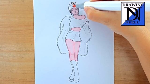 How to draw a Fashion Stylish Girl || Pencil sketch for beginner || Girl drawing || Drawing easy смотреть онлайн
