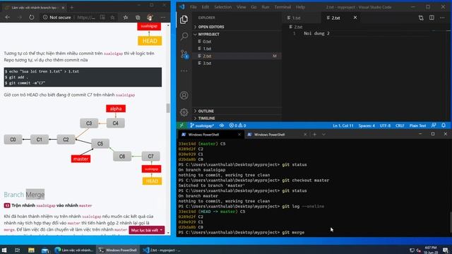 Git 04: Nhánh trong git, tạo và quản lý nhánh, gộp nhánh với git merge смотреть онлайн