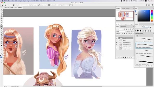 Как рисовать лица в Photoshop в стиле Дисней-арт и Манга смотреть онлайн