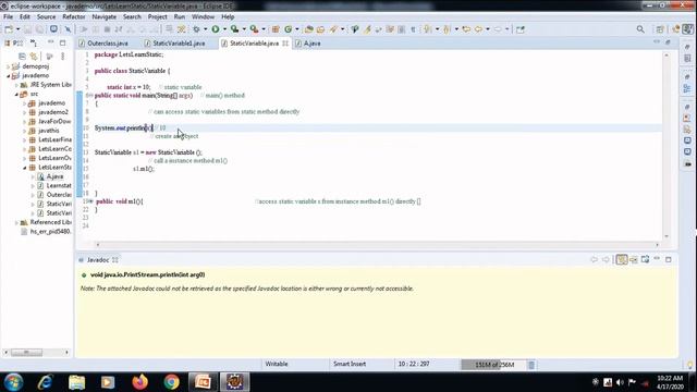 Static Keyword in java смотреть онлайн
