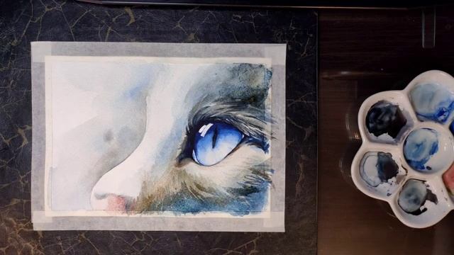 Как нарисовать КОТА акварелью ~ ГЛАЗ кота ~ How to Draw Cat Eyes смотреть онлайн