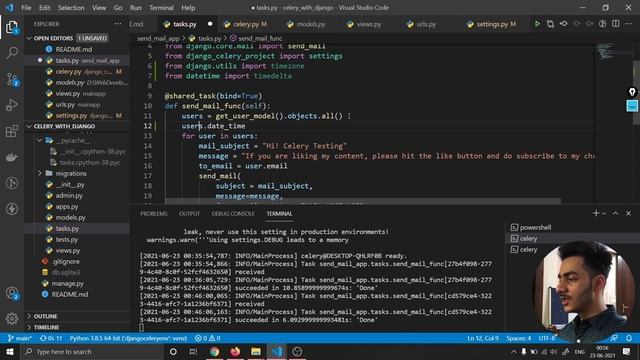 Django Celery Beat | Periodic Tasks | Celery Dynamic Tasks | Crontab | Email Scheduler смотреть онлайн