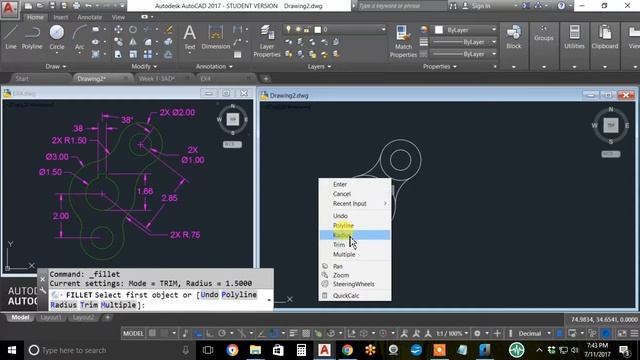 EX4 AutoCAD 2017 Keyway after Move and Copy tutorials смотреть онлайн