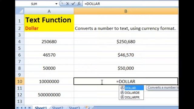 EXCEL DOLLAR FUNCTION смотреть онлайн