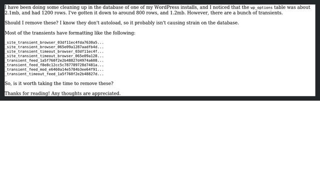 Wordpress: Should I remove transients from the wp_options table? смотреть онлайн