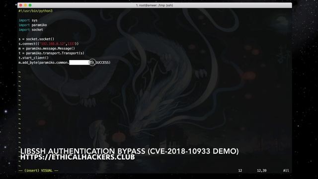 libSSH Authentication Bypass Exploit (CVE-2018-10933) Demo смотреть онлайн