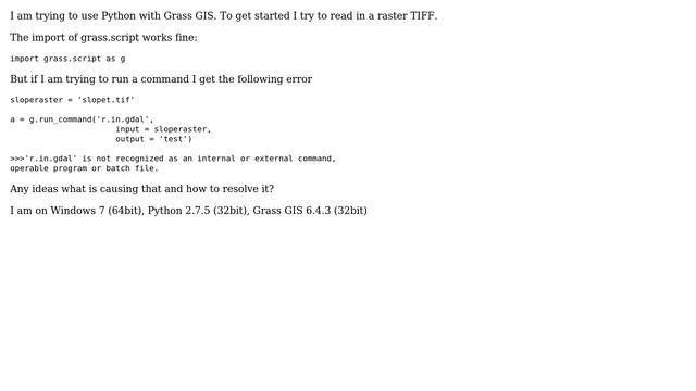 GIS: Grass GIS and Python Error смотреть онлайн