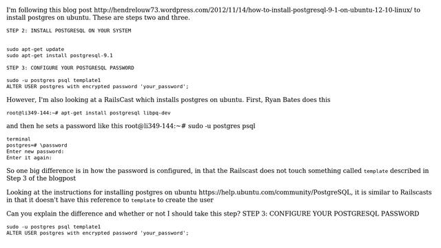 Ubuntu: What accounts for the differing instructions on setting password for postgres? смотреть онлайн